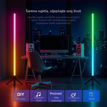 RGB 360° svjetleća stojeća lampa sa zvučnim senzorom, ambijentalno osvjetljenje za spavaću sobu i dnevni boravak, LED dopunsko osvjetljenje