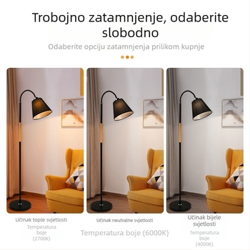 Nordijska LED podna lampa s daljinskim upravljačem, tekstilno sjenilo, visina 170 cm