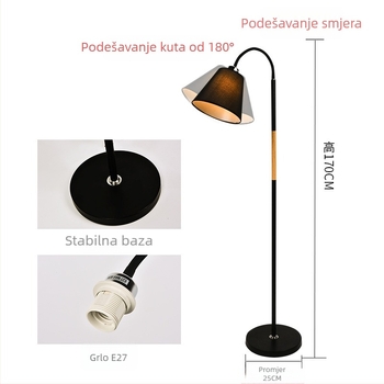 Nordijska LED podna lampa s daljinskim upravljačem, tekstilno sjenilo, visina 170 cm