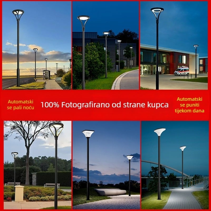 Solarne vrtne lampe za vanjsko osvjetljenje, 3 m visok stup, IP65 vodootporan