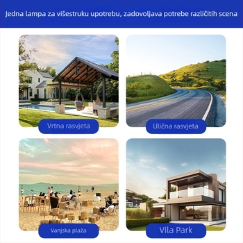 Solarna ulična lampa s integriranim radar-senzorom za ruralna dvorišta, snažna LED dioda, visok stub