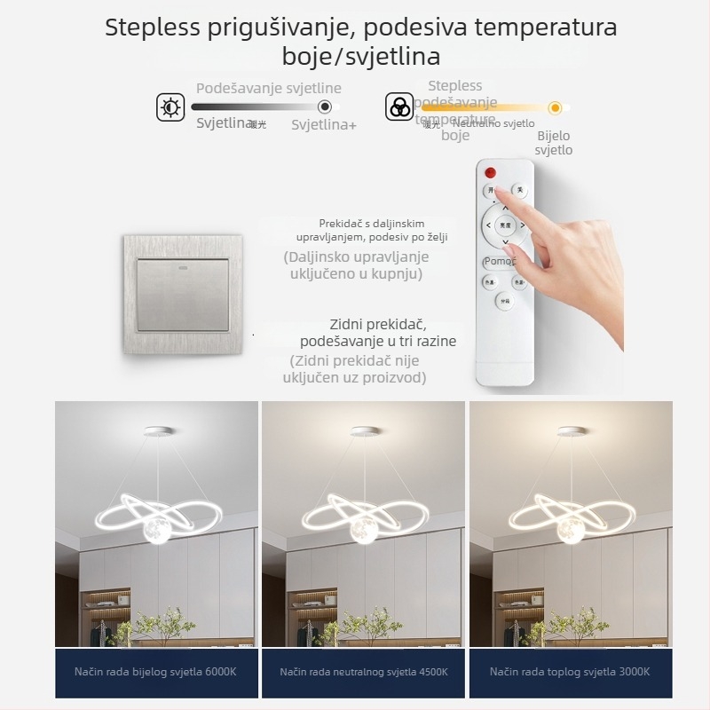 Viseći luster za blagovaonicu, moderan minimalistički stil, aluminij, LED, s jednom glavom
