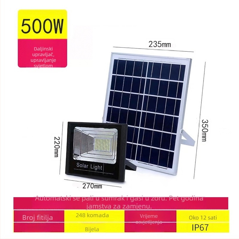 Huimin solarna LED svjetlost 3W IP65 vanjski LED reflektor za vrt i šetnicu, unutarnje i vanjsko osvjetljenje
