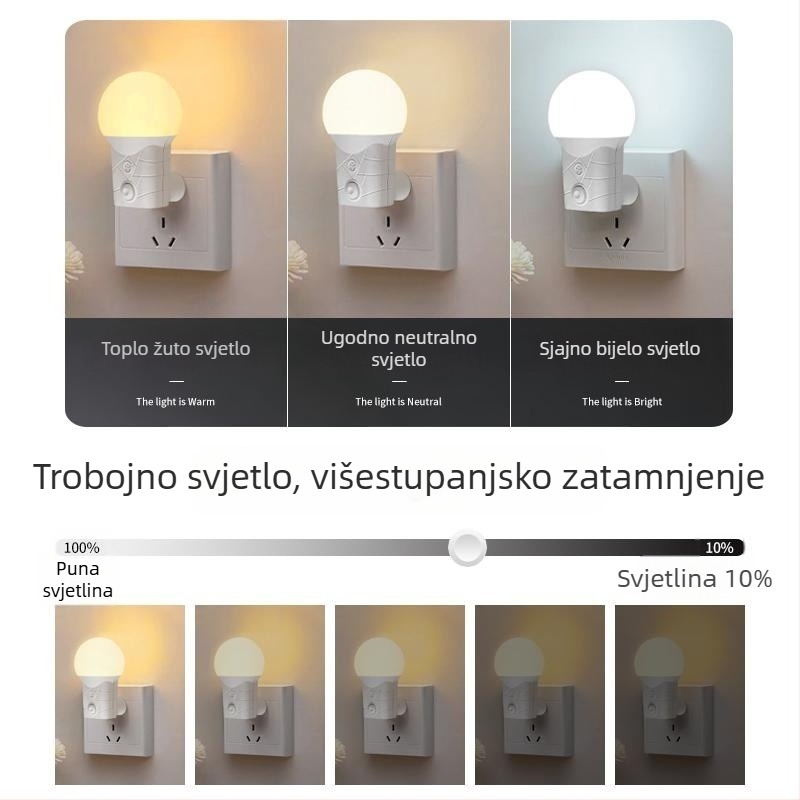 Inteligentna LED noćna lampica sa senzorom pokreta, podesiva uz krevet za hranjenje bebe