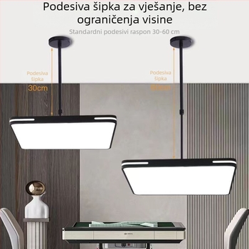 Prilagodljivi LED luster – moderan minimalistički dizajn, željezno tijelo, dvostruki način montaže (viseći ili usisnom držaču), visina 30–60 cm, 220V, za dnevni prostor