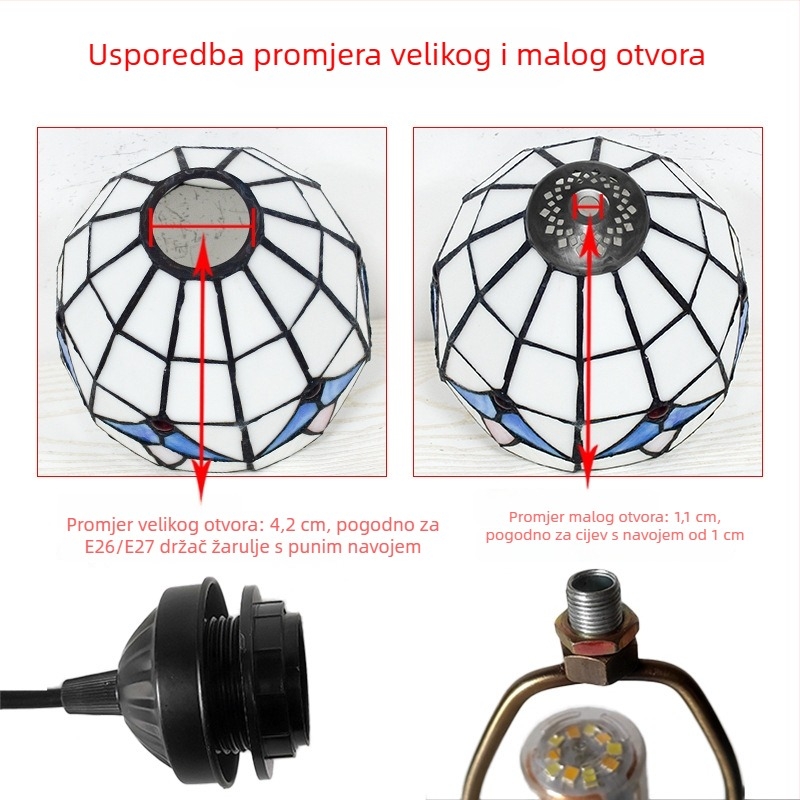 Staklno sjenilo lampe za stolne lampe i lustere, dekorativni komad rasvjete, ručno zavareni kućište, bez žarulje, retro stropna svjetiljka