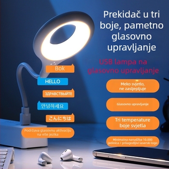 Noćna lampica s upravljanjem glasom, prijenosna za studentski dom, zaštita očiju, pametna lampica sa glasom, mini lampica