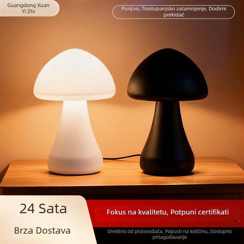 Bezgranično podešavajuća noćna lampa za noćni ormarić s ambijentalnim svjetlom u obliku gljive