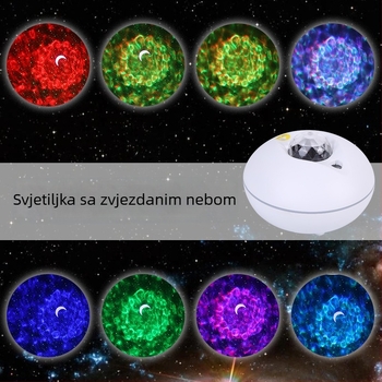 Nova glazbena projekcijska svjetiljka sa zvjezdanim nebom, LED vodeni uzorak, USB napajanje — noćna svjetiljka