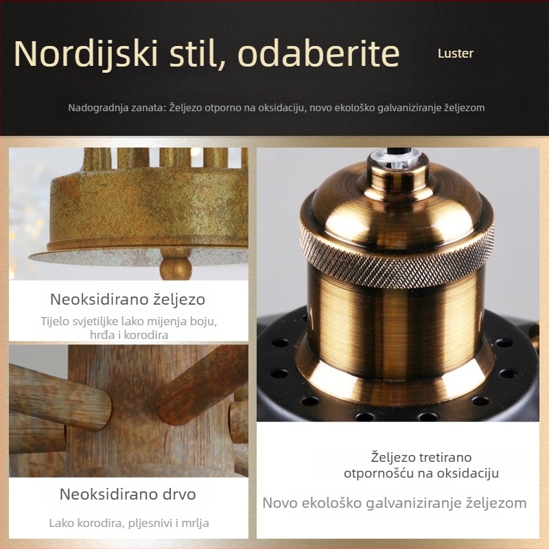 Američki retro industrijski viseći luster od željeza s crnim sjenilom u obliku UFO-a, pogodan za blagovaonu, balkon i hodnik
