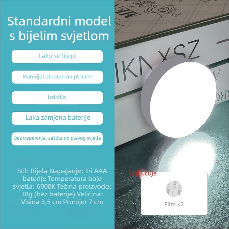LED noćna lampica za spavaću sobu, ublažava stres, napajana AAA baterijama, gumbasti prekidač, prenosna