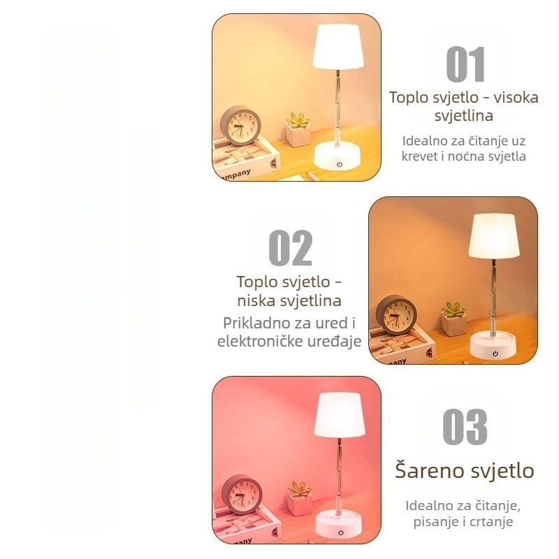 Novi model stolne lampe za zaštitu očiju sa dvostrukom uporabom, LED noćna svjetiljka i izvučiva lampica za čitanje u studentskoj sobi