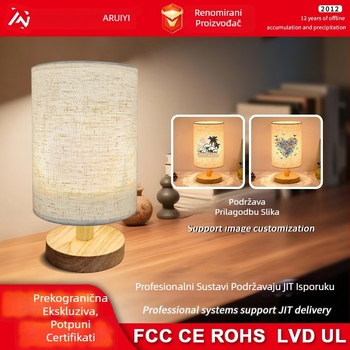 USB napajana stolna lampa od masivnog drveta s tkanom presvlakom, pogodna za spavaću sobu, noćni ormarić, ured i dom; prilagodljiva LED noćna svjetiljka