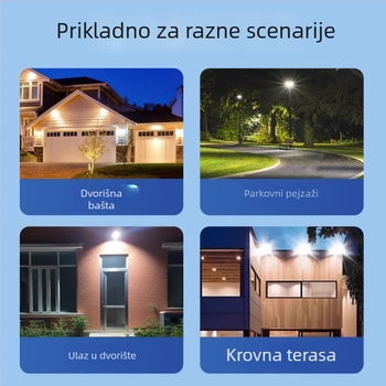 Solarna integrirana vanjska zidna svjetiljka s senzorom pokreta, IP67, za dvorište, cestu i garažu