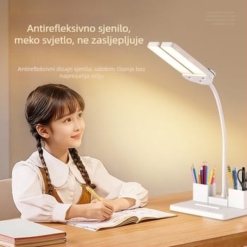 Dvostruka stolna lampa s zaštitom očiju za učenje, prijenosna LED stolna lampa za učenike i djecu, pogodna za domove i čitanje u spavaonici.