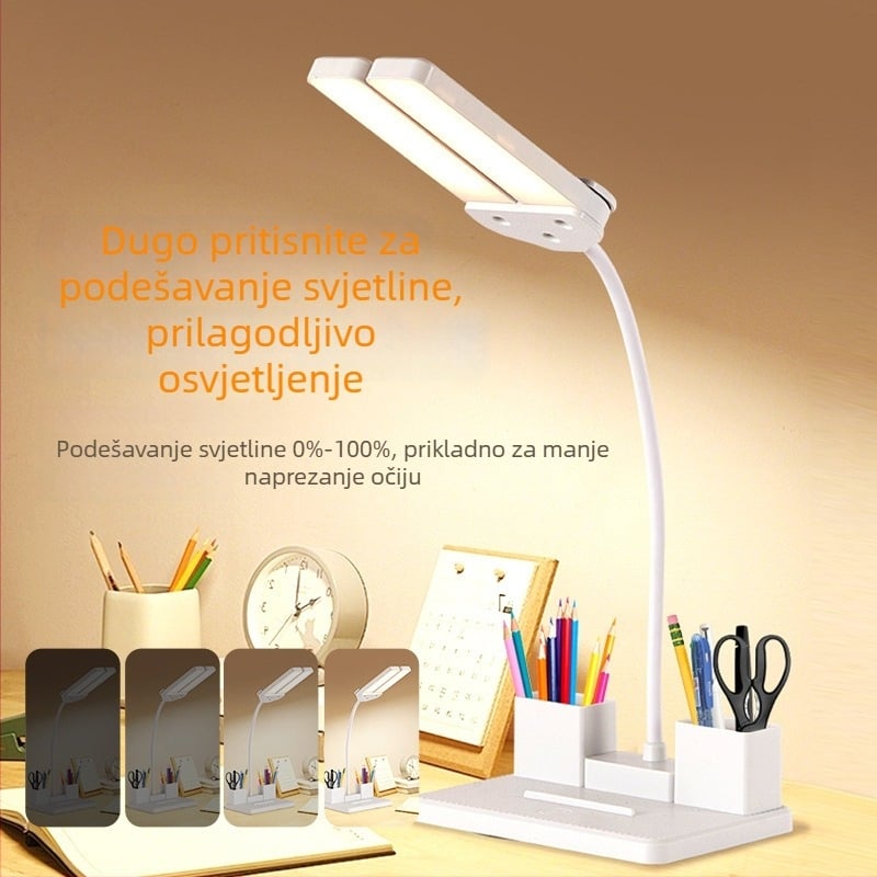 Dvostruka stolna lampa s zaštitom očiju za učenje, prijenosna LED stolna lampa za učenike i djecu, pogodna za domove i čitanje u spavaonici.