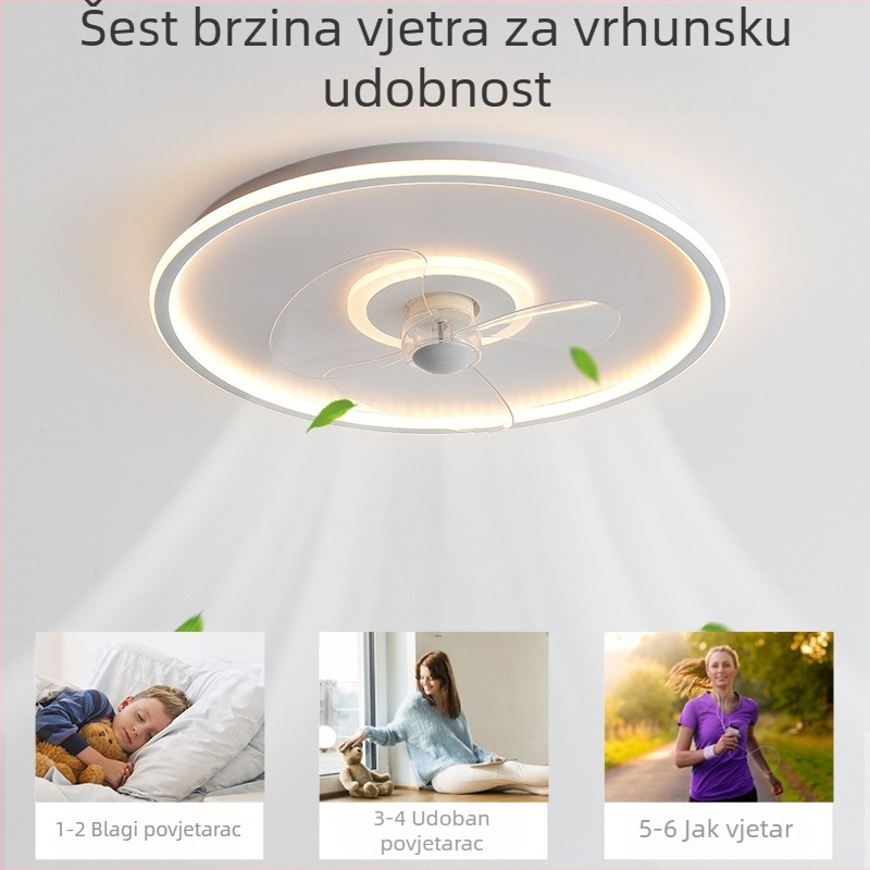 Okrugla plafonjera s ventilatorom, moderan minimalistički dizajn za restorane, pametno daljinsko upravljanje promjenjivom brzinom