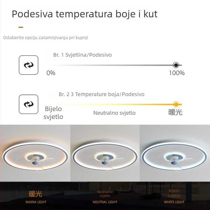 Okrugla plafonjera s ventilatorom, moderan minimalistički dizajn za restorane, pametno daljinsko upravljanje promjenjivom brzinom