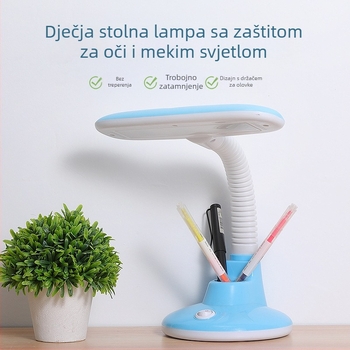 LED stolna lampica, priključna na utičnicu, za učenje, zaštita očiju, trobojno svjetlo, noćno svjetlo