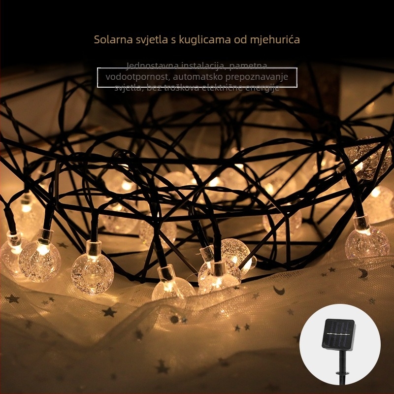 Solarni LED niz kugličnih balona, vanjska dekorativna rasvjeta, IP55 vodootporna