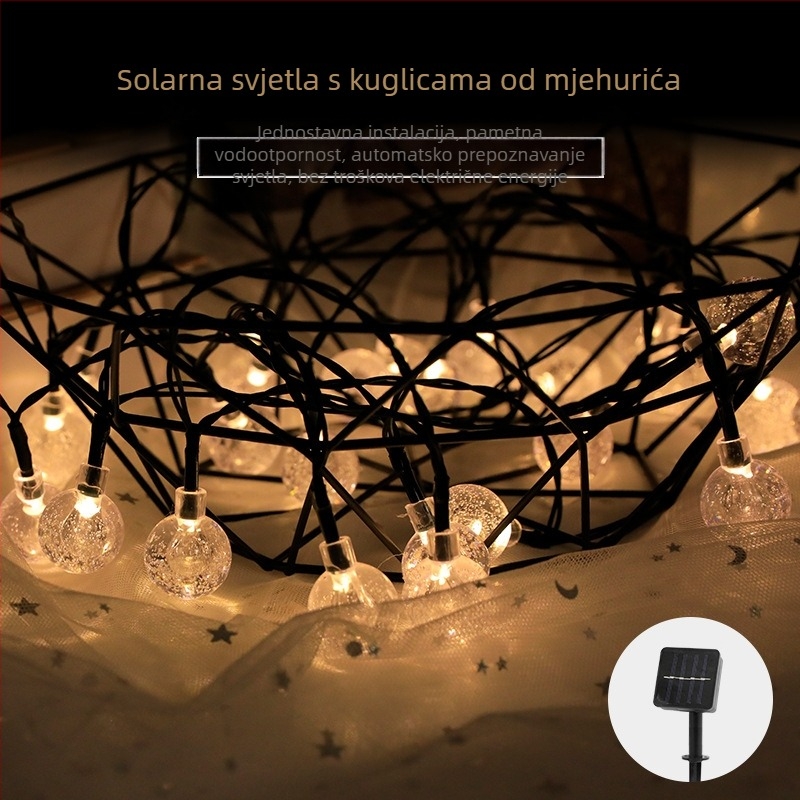 Solarni LED niz kugličnih balona, vanjska dekorativna rasvjeta, IP55 vodootporna