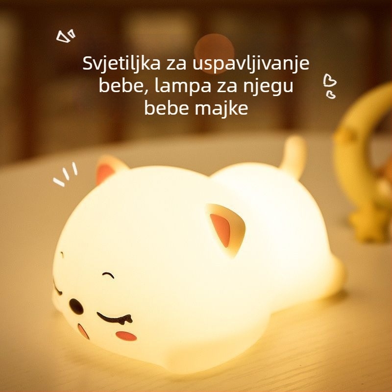 Noćna svjetiljka s mačkom koja prede – noćna lampica za spavanje, nježna svjetlost za spavaću sobu, lampica na noćnom stoliću za djevojčice, rođendanski poklon