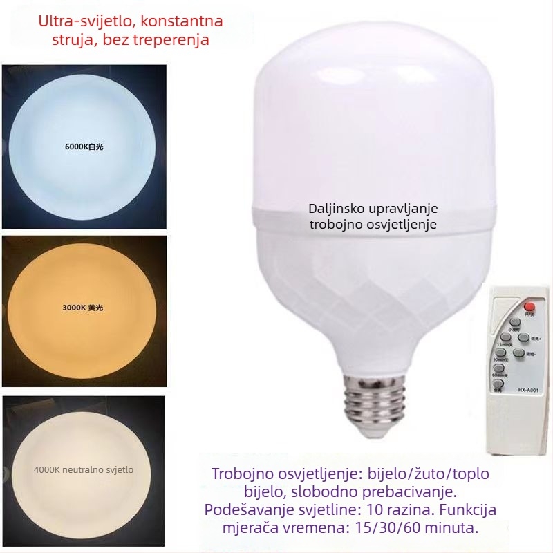 LED žarulja s daljinskim upravljačem, E27 baza, noćna rasvjeta, štedna lampa, vremenski tajmer