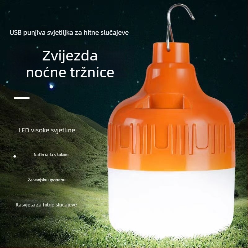 LED lampica za nužne situacije za vanjsku upotrebu, vodootporna, USB napajanje, 180° snop, B22 utičnica