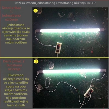 T8 LED cijev s jednim krajem napajanja, 1.2 m, 18 W, staklena traka, dnevna svjetlost, visoka svjetlost