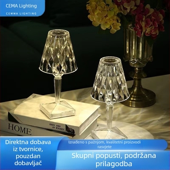 Moderna minimalistička stolna svjetiljka na dodir, dijamantno-kristalna ruža, ambijentalno osvjetljenje, trobojna regulacija svjetla