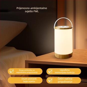 Prijenosna punjiva lampa za kampiranje s noćnom svjetiljkom za dojenje, zaštita očiju i LED ambijentalno osvjetljenje uz krevet