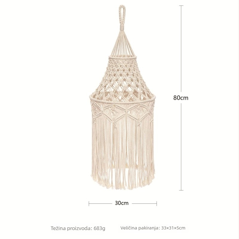 Pamukasti pleteni abažur za lampu s gobelnom, nordijski boemski stil, 30×80 cm