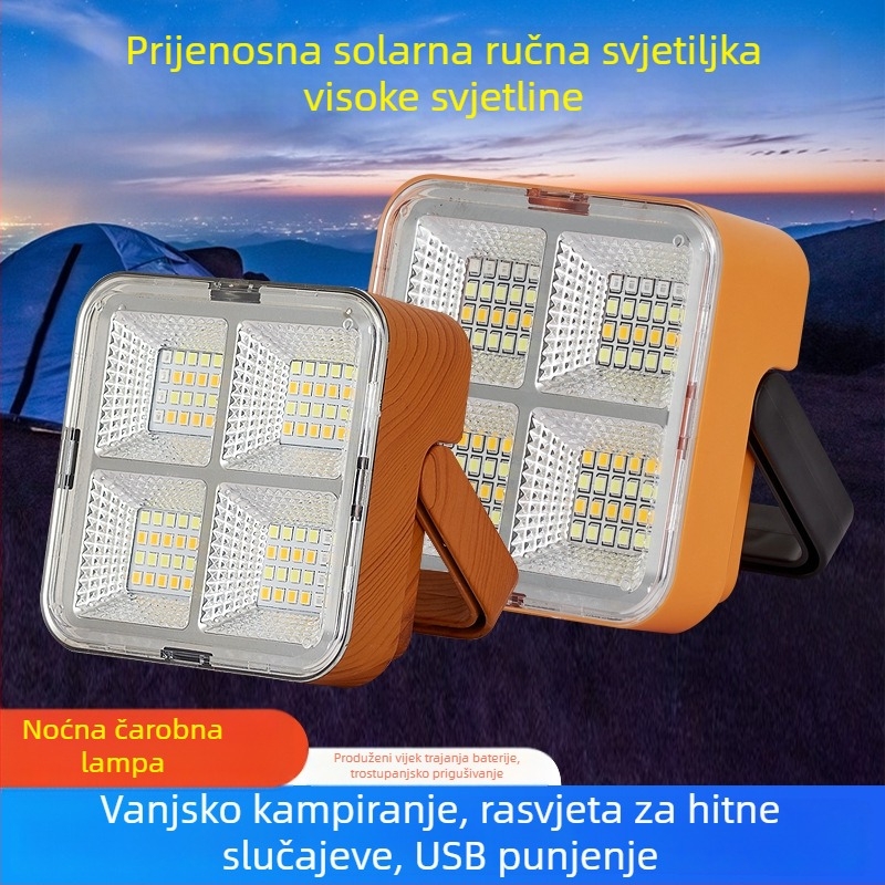 Vanjsko solarno osvjetljenje za kampiranje, kamperska lampa, magnetsko nužno osvjetljenje, reflektor, power bank, litijska baterija, super svijetlo