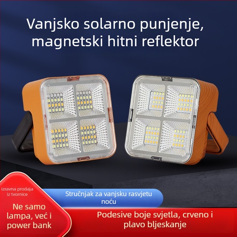 Vanjsko solarno osvjetljenje za kampiranje, kamperska lampa, magnetsko nužno osvjetljenje, reflektor, power bank, litijska baterija, super svijetlo