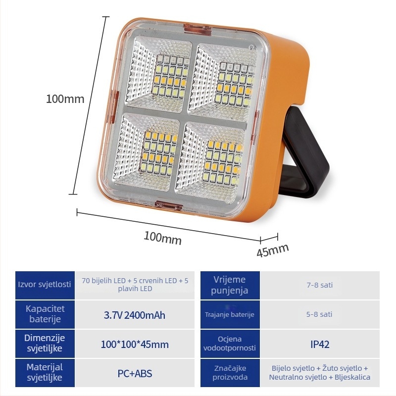 Vanjsko solarno osvjetljenje za kampiranje, kamperska lampa, magnetsko nužno osvjetljenje, reflektor, power bank, litijska baterija, super svijetlo