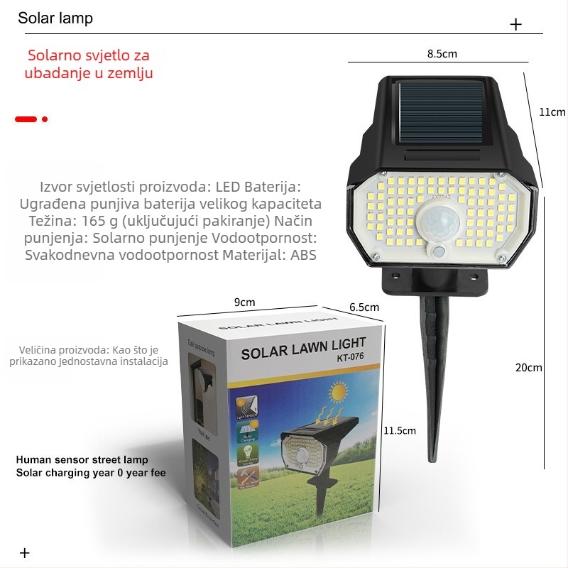Solarna vanjska lampica za stablo – LED projektor krajine, vodootporni floodlight, svjetiljka za travnjak i vrt