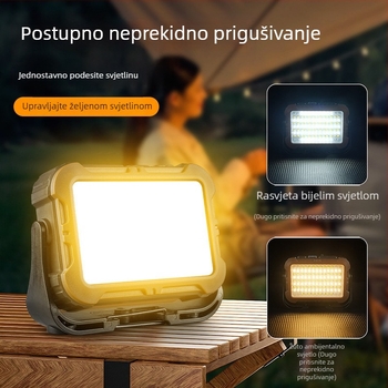 Solarna radna svjetiljka s Type-C punjenjem, kukom i magnetskim pričvršćivanjem, višenamjenska kamperska rasvjeta