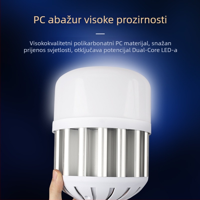 LED kuglasta svjetiljka s E27 navojem, srebrne boje, otpornost na magljenje i prašinu, za skladišta, radionice i stadione – 50W–100W, ultra svijetla