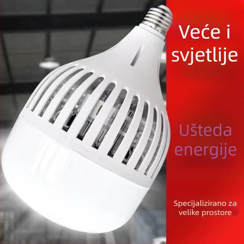 LED žarulja visoke snage s aluminijskim hladnjakom s rebrima, ultra jaka, 5000 lm, 220V, E27, izdržljiva za industrijske prostore