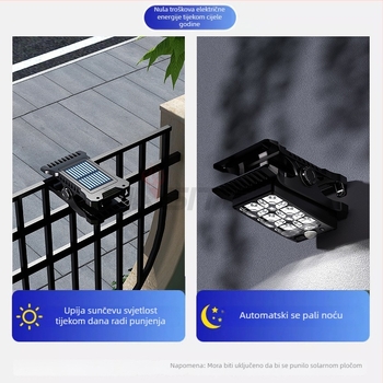 Solarna LED klips svjetiljka za vanjsku uporabu, punjiva, vodootporna zidna svjetiljka sa senzorom