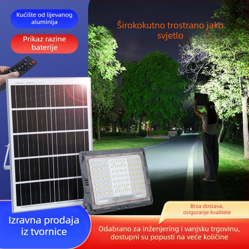 Solarni vanjski LED reflektor s trostrukim širenjem svjetla, ultra jarka visoke snage rasvjeta za kućne i ruralne ceste