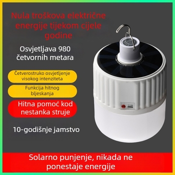Solarna punjiva LED žarulja za vanjsko kampiranje i nužno osvjetljenje pri prekidu napajanja