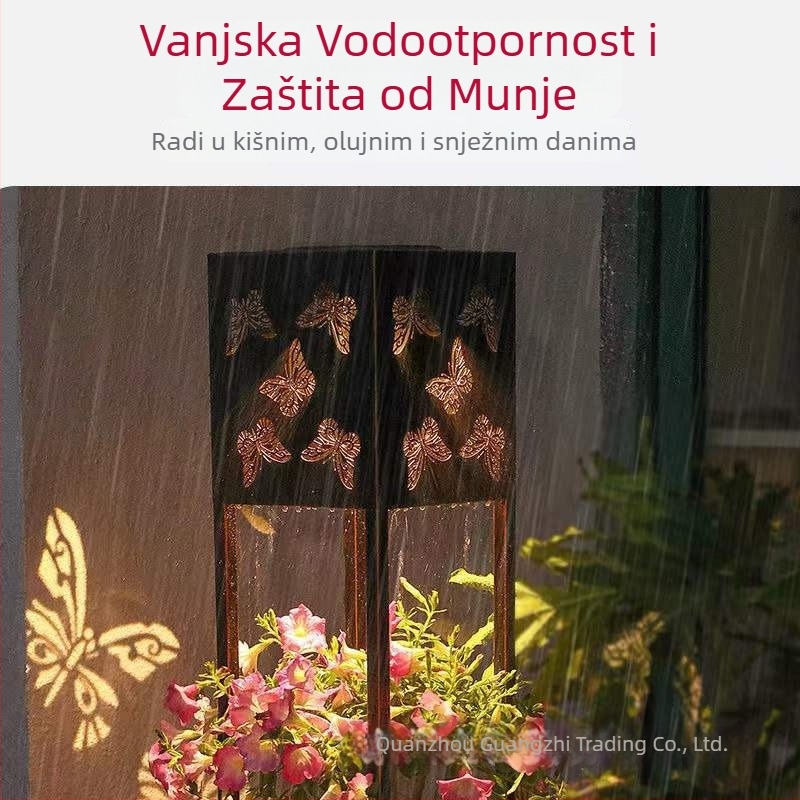 Solarne vanjske LED svjetiljke, vodootporne, šarene – motiv leptira i dragonfly, vrtna dekoracija na stalku za cvijeće
