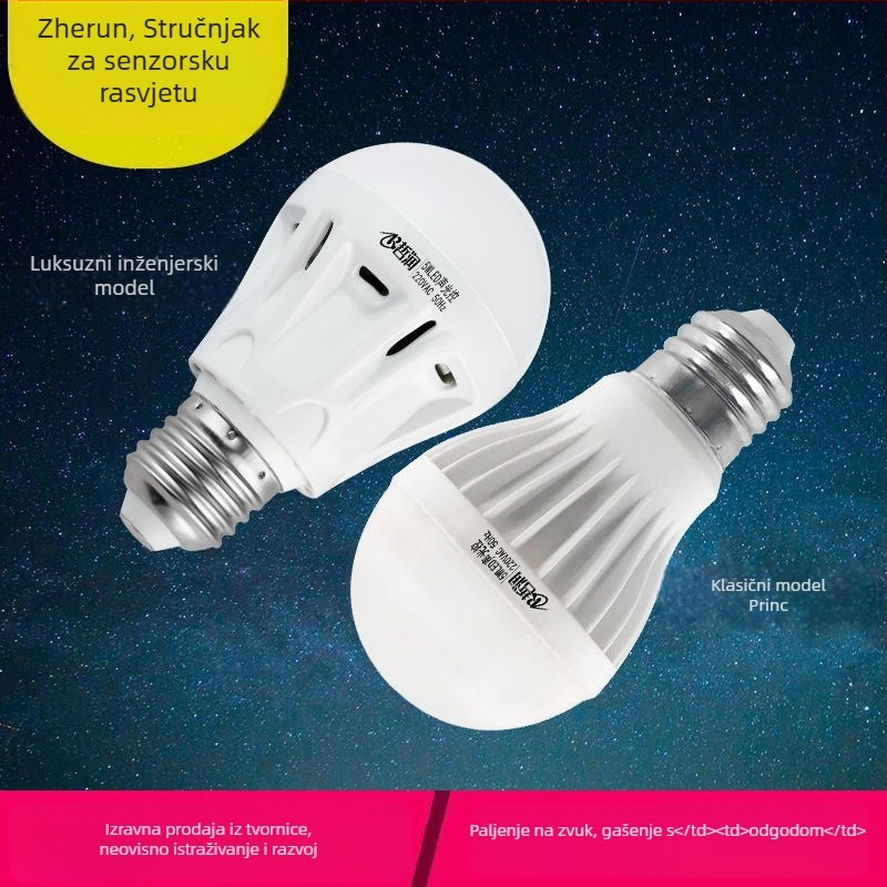 LED žarulja s glasovnim i svjetlosnim upravljanjem, senzorom tijela i inteligentnim radarom, E27, 220V, 630 lm, 180°, IP20