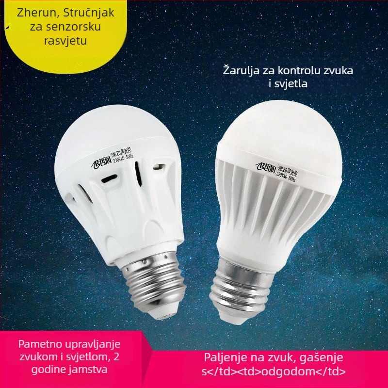 LED žarulja s glasovnim i svjetlosnim upravljanjem, senzorom tijela i inteligentnim radarom, E27, 220V, 630 lm, 180°, IP20