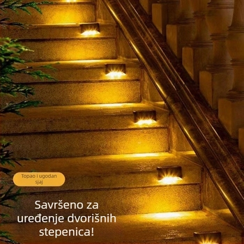 Solarna vanjska lampica za vrt za stepenice, zidove i ograde, vodootporna IP65, dekorativna zidna i ograda rasvjeta