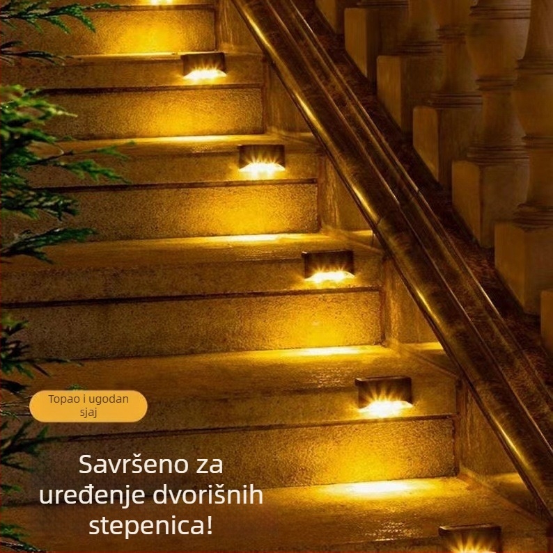 Solarna vanjska lampica za vrt za stepenice, zidove i ograde, vodootporna IP65, dekorativna zidna i ograda rasvjeta
