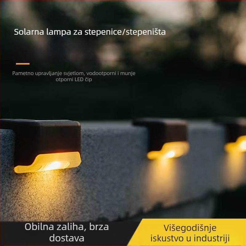 Solarna vanjska lampica za vrt za stepenice, zidove i ograde, vodootporna IP65, dekorativna zidna i ograda rasvjeta