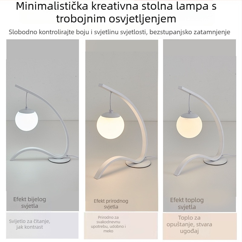 Nordska stolna lampa s zaštitom očiju, noćno svjetlo, moderno minimalističko ambijentalno osvjetljenje za spavaću sobu