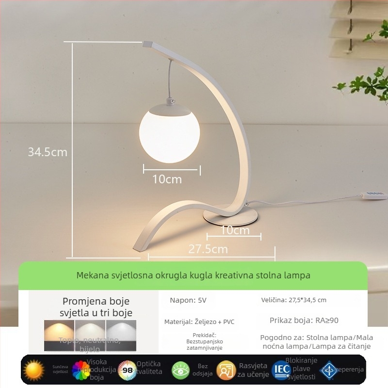 Nordska stolna lampa s zaštitom očiju, noćno svjetlo, moderno minimalističko ambijentalno osvjetljenje za spavaću sobu